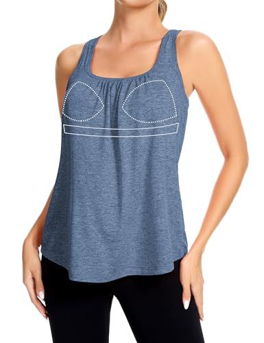 SLIMBELLE Mesh Racerback Tank Top with Built-in Bra