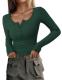PRETTYGARDEN Ribbed Henley Long Sleeve Top