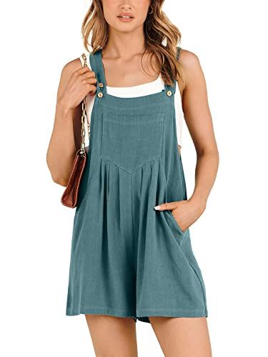 ANRABESS Linen Bib Short Overall Romper