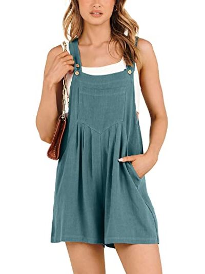 ANRABESS Linen Bib Short Overall Romper