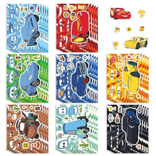 LHTSKO Cars Make-a-Face DIY Stickers, 24 Sheets