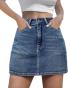LOLILRSD Women's Denim Mini Skort High Waisted Stretch Casual Jean Skirt Shorts 5 Pockets(DBL,XL)
