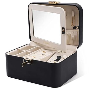 KAMIER 2-Layer PU Leather Jewelry Box with Mirror