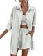 Zeagoo 2-Piece Cotton Linen Shirt & Shorts Lounge Set
