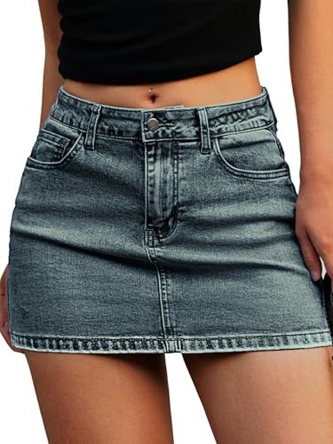 ELLEVEN Denim Mini Skort with Shorts, Vintage Blue, Large