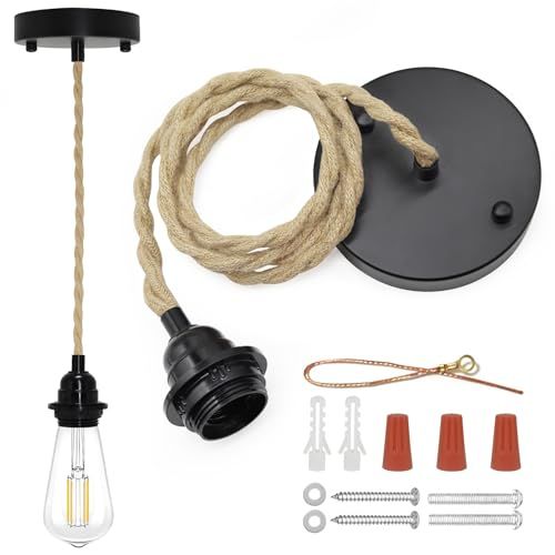 ASCMZOS Hemp Rope Pendant Light Kit