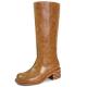 VBDB Brown Wide-Calf Knee-High Platform Boots