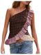 OYOANGLE Women's Paisley Off the Shoulder Ruffle Blouse