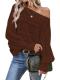 Cakulo Off-the-Shoulder Batwing Knit Sweater, Brown