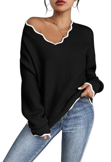 Pink Queen Oversized V-Neck Fuzzy Knit Sweater