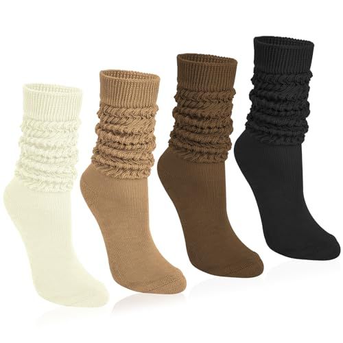 Justay Slouchy Knit Knee-High Socks, 4 Pairs