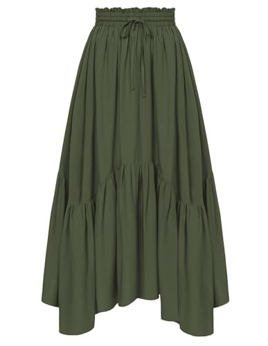 Scarlet Darkness Green A-Line High-Waist Maxi Skirt