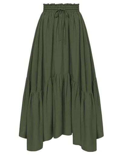 Scarlet Darkness Green A-Line High-Waist Maxi Skirt