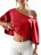 Fisoew Women's Off-Shoulder Cropped Batwing Top