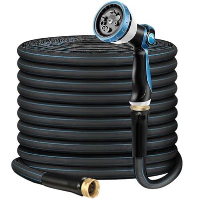 Relxitl Non-Expanding Garden Hose, 50ft, Blue