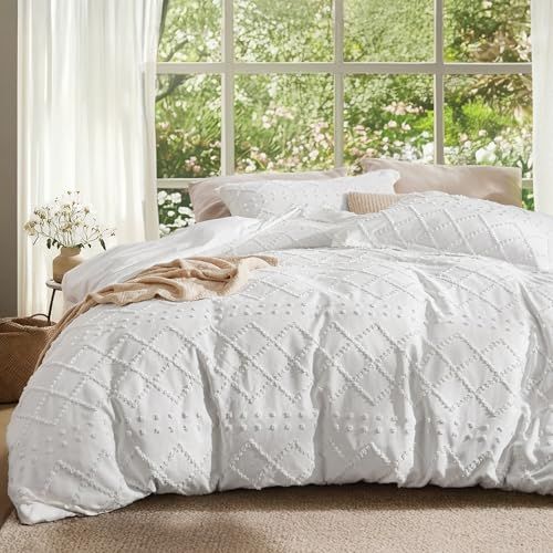 Bedsure Boho Tufted King Duvet Cover Set, 3 Pieces