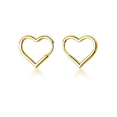 SLUYNZ Sterling Silver Heart Hoop Earrings