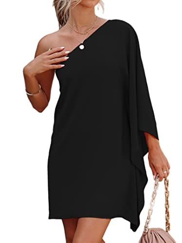 Jhsnjnr One Shoulder Batwing Sleeve Party Dress