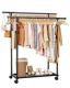 Sakugi Double-Rod Rolling Clothes Rack with Shelf