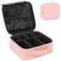 Relavel Travel Makeup Train Case with Adjustable Dividers, Pink