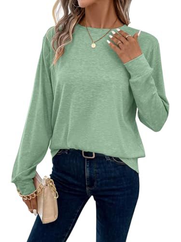 EADINVE Crewneck Long Sleeve Tee, Loose Basic Top