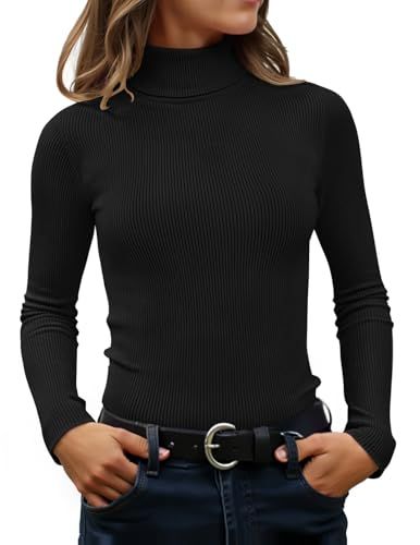 ZESICA Turtleneck Ribbed Knit Sweater Top