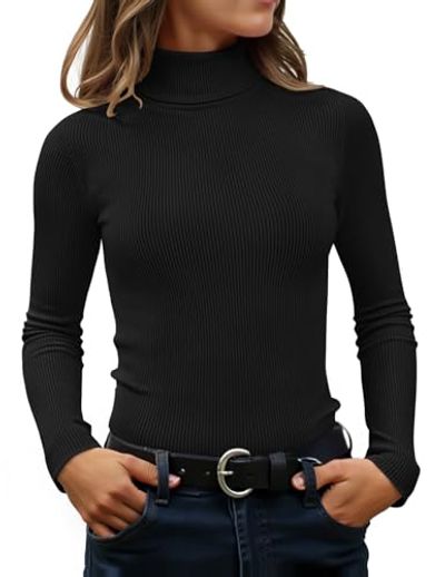 ZESICA Turtleneck Ribbed Knit Sweater Top
