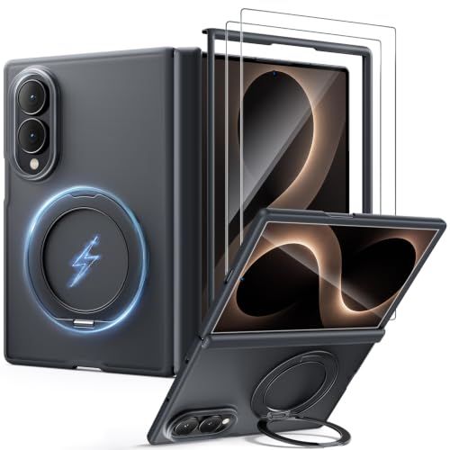 WSKEN Magnetic Case for Samsung Galaxy Z Fold 8 with 360° Ring Stand
