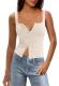 Panadila Ribbed Square-Neck Button Tank Top