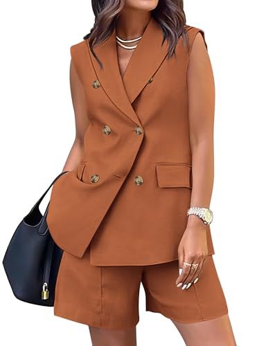 BTFBM 2-Piece Button Vest & Shorts Work Set