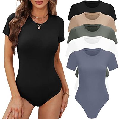 BALENNZ Short-Sleeve Crew-Neck Bodysuits, 5-Pack