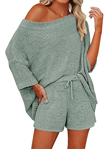 Mafulus Off-Shoulder Knit Top & Shorts Set