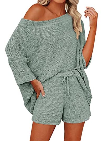 Mafulus Off-Shoulder Knit Top & Shorts Set