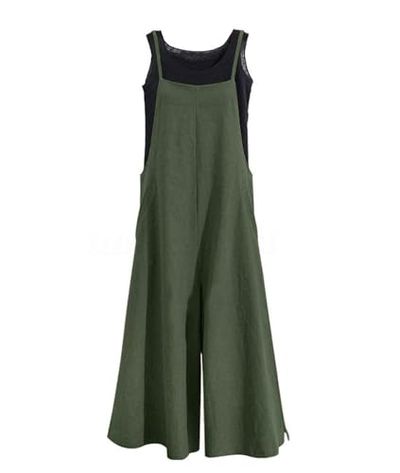 YESNO Wide Leg Cotton Bib Overall Jumpsuit