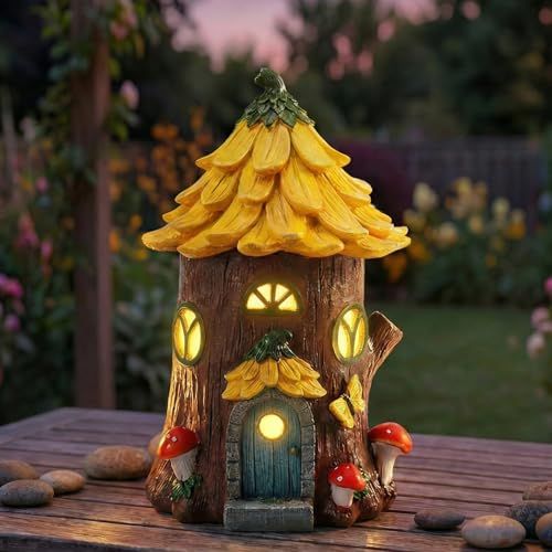 Lavezee Fairy House Solar Garden Figurine Light