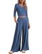 Ekouaer Ribbed Knit 2-Piece Lounge Set