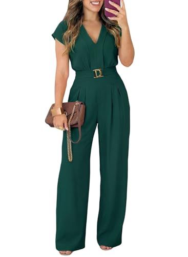 Pink Queen Wide-Leg V-Neck Cap-Sleeve Jumpsuit