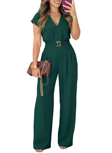 Pink Queen Wide-Leg V-Neck Cap-Sleeve Jumpsuit