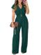 Pink Queen Wide-Leg V-Neck Cap-Sleeve Jumpsuit
