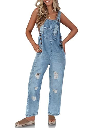 Cicy Bell Baggy Distressed Denim Bib Overalls