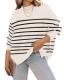 ZESICA Oversized Ribbed Knit Pullover Sweater, Apricot Stripe