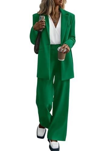 PRETTYGARDEN Blazer & Wide Leg Pants Suit Set