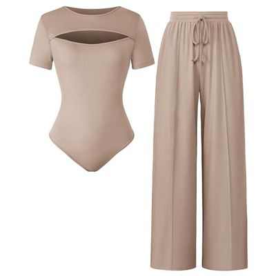 Vettres 2-Piece Cutout Bodysuit & Pants Set