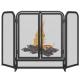 Mr IRONSTONE 3-Panel Foldable Fireplace Screen, Black