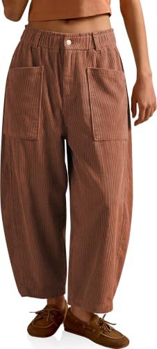 TARSE Women's Corduroy Barrel Pants, Brown