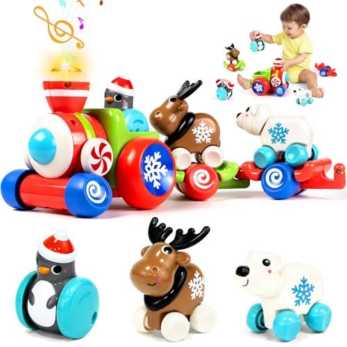 Marstone Animal Push Train Car Set for Toddlers