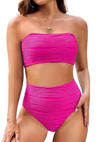 Pink Queen High Waisted Bandeau Bikini Set