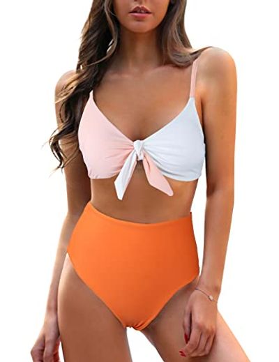 Blooming Jelly High Waisted Colorblock Bikini Set