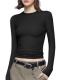 PUMIEY Slim-Fit Long-Sleeve Basic Tee, Jet Black