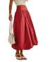 NUFIWI Women Y2k Bubble Maxi Skirt Low Elastic Waist A Line Long Skirt Summer Casual Ruffle Pleated Midi Dress(D Red 09,X-Large)